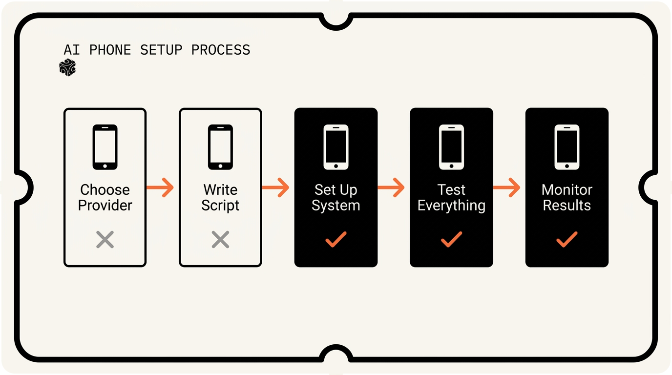 5-step process for setting up AI phone answering system for small businesses