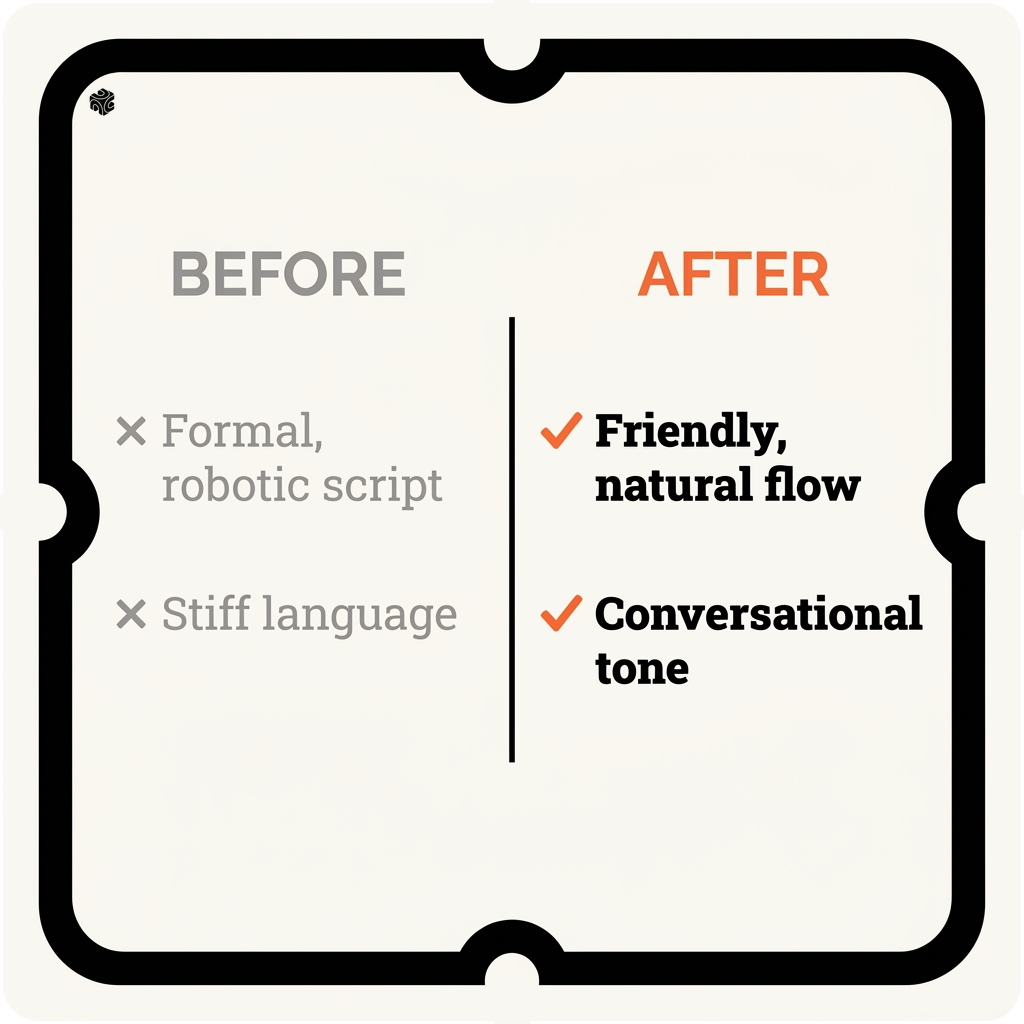 Before and after comparison of phone scripts