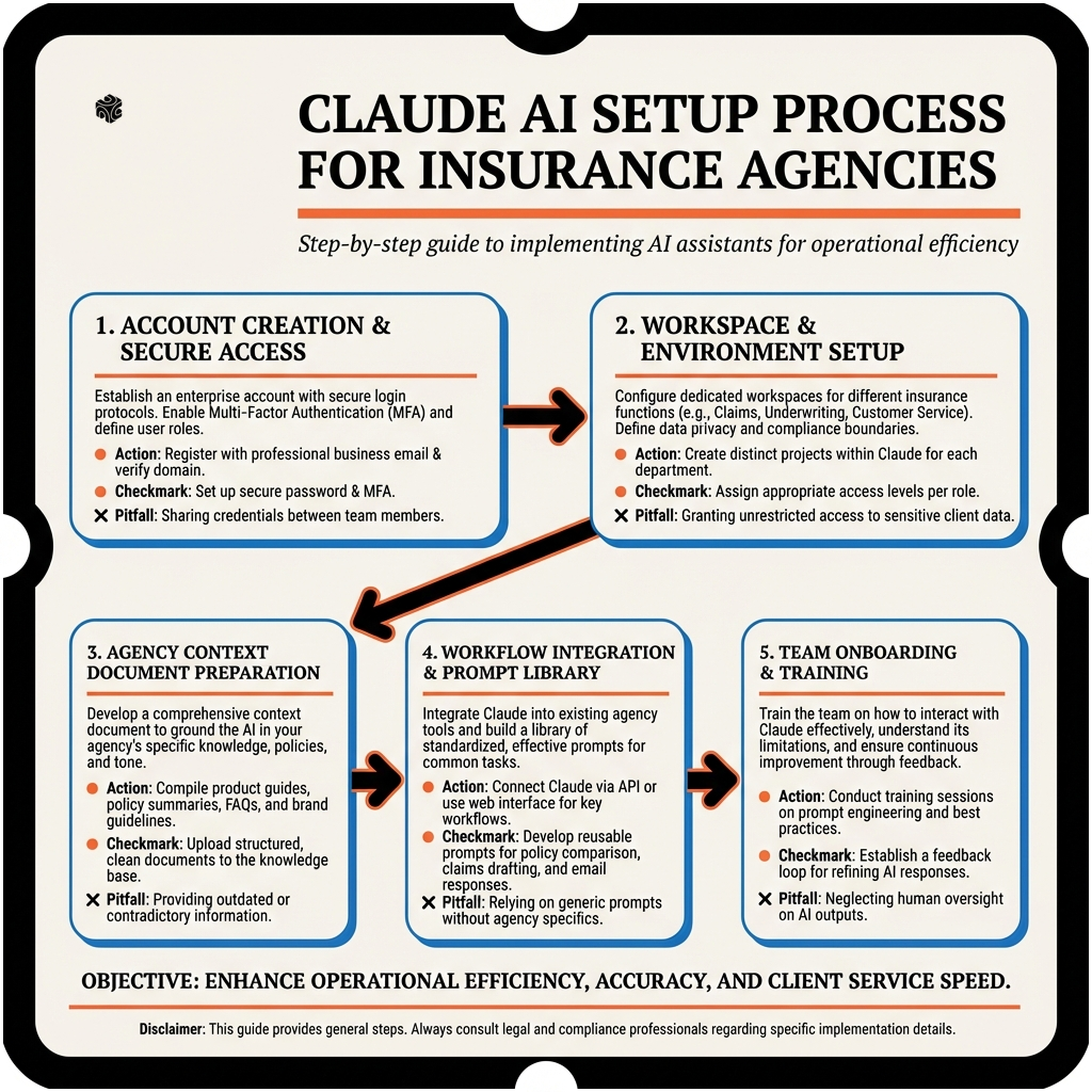 Claude AI setup workflow for insurance agencies