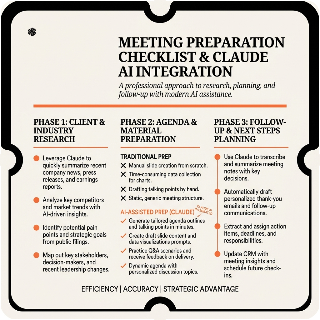Claude AI meeting preparation checklist for insurance agents