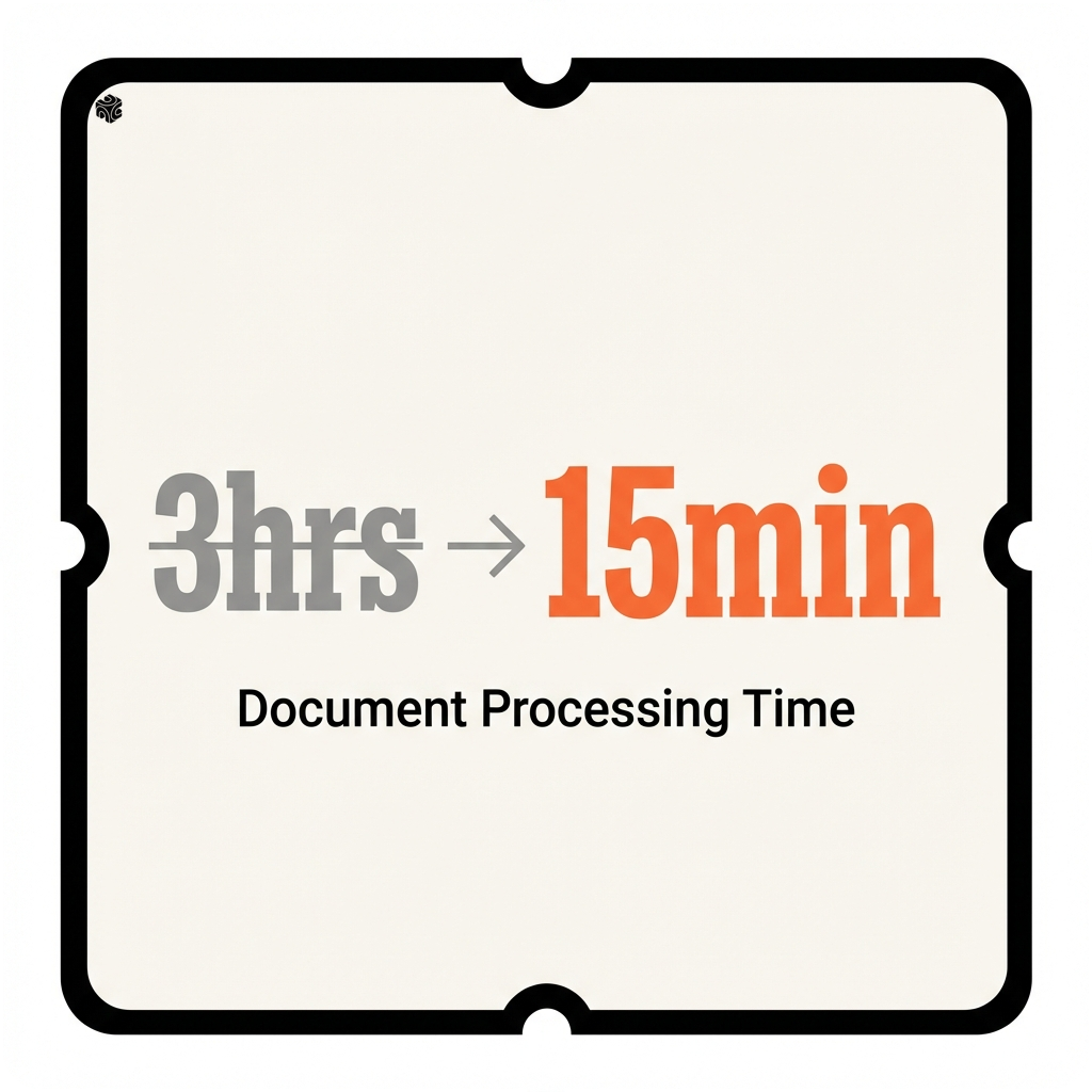 Document processing time reduction from 3 hours to 15 minutes